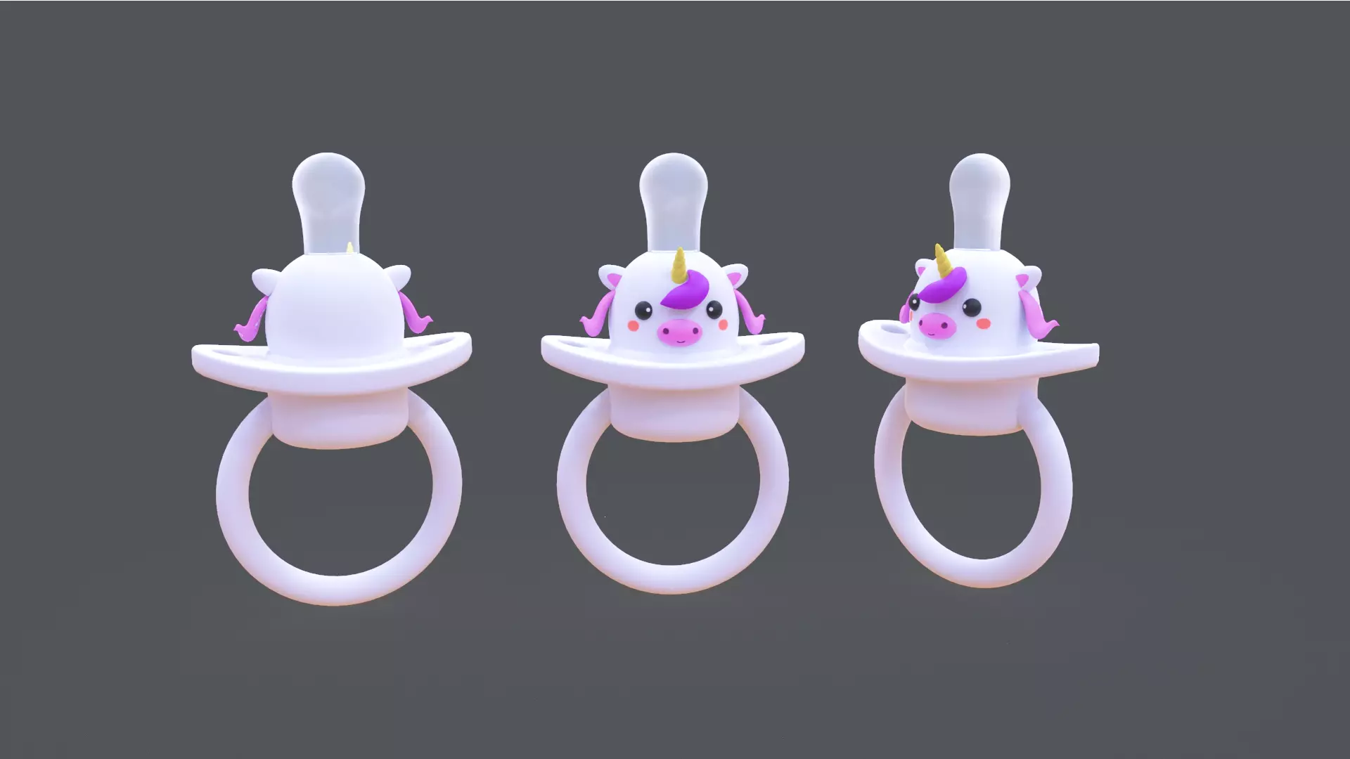 Low-Poly Unicorn Baby Pacifier Low-poly 3D model
