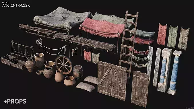 ANCIENT GREEK 02 with INTERIORS 4K Low-poly 3D model 5
