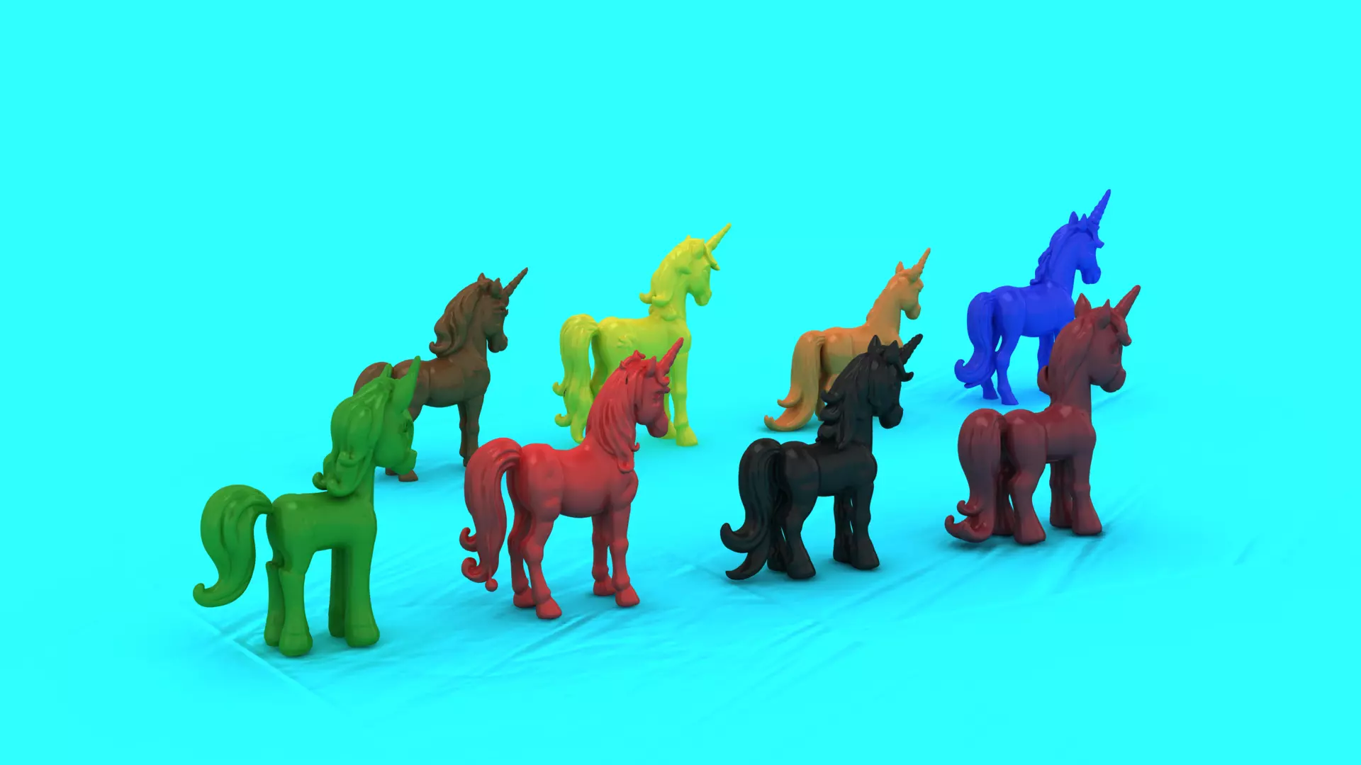 Cute and different types of Unicorns 3D print model