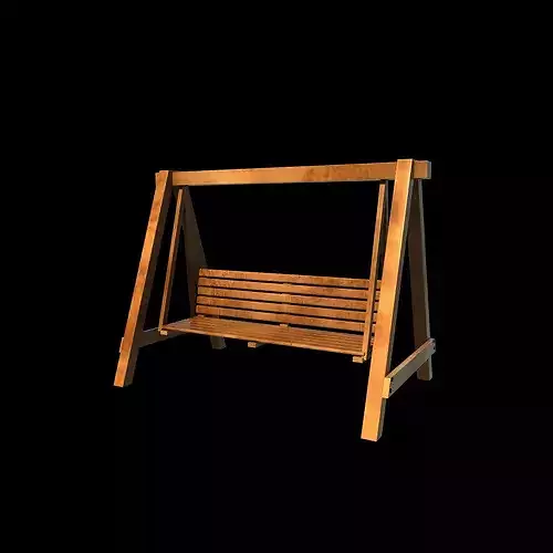 Wooden swing 3D model 6