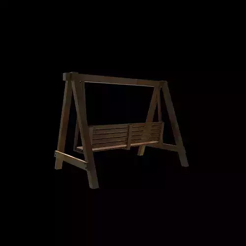 Wooden swing 3D model 4