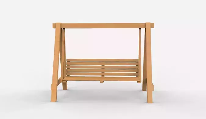 Wooden swing 3D model 2
