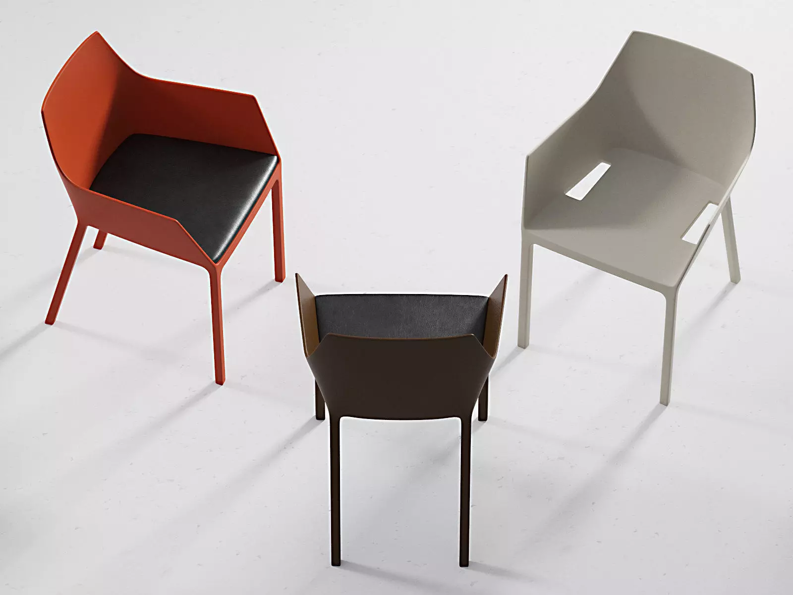 Mem three different colored chairs 3D model_3