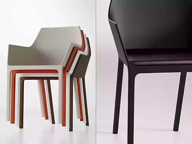 Mem three different colored chairs