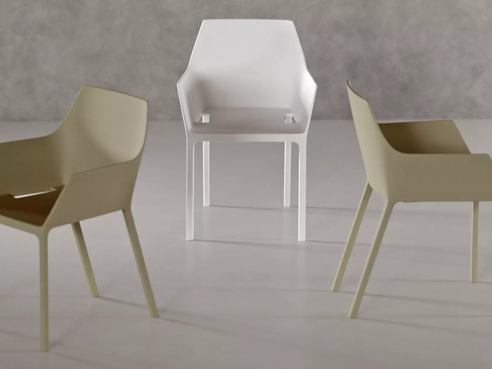 Mem three different colored chairs 3D model_4