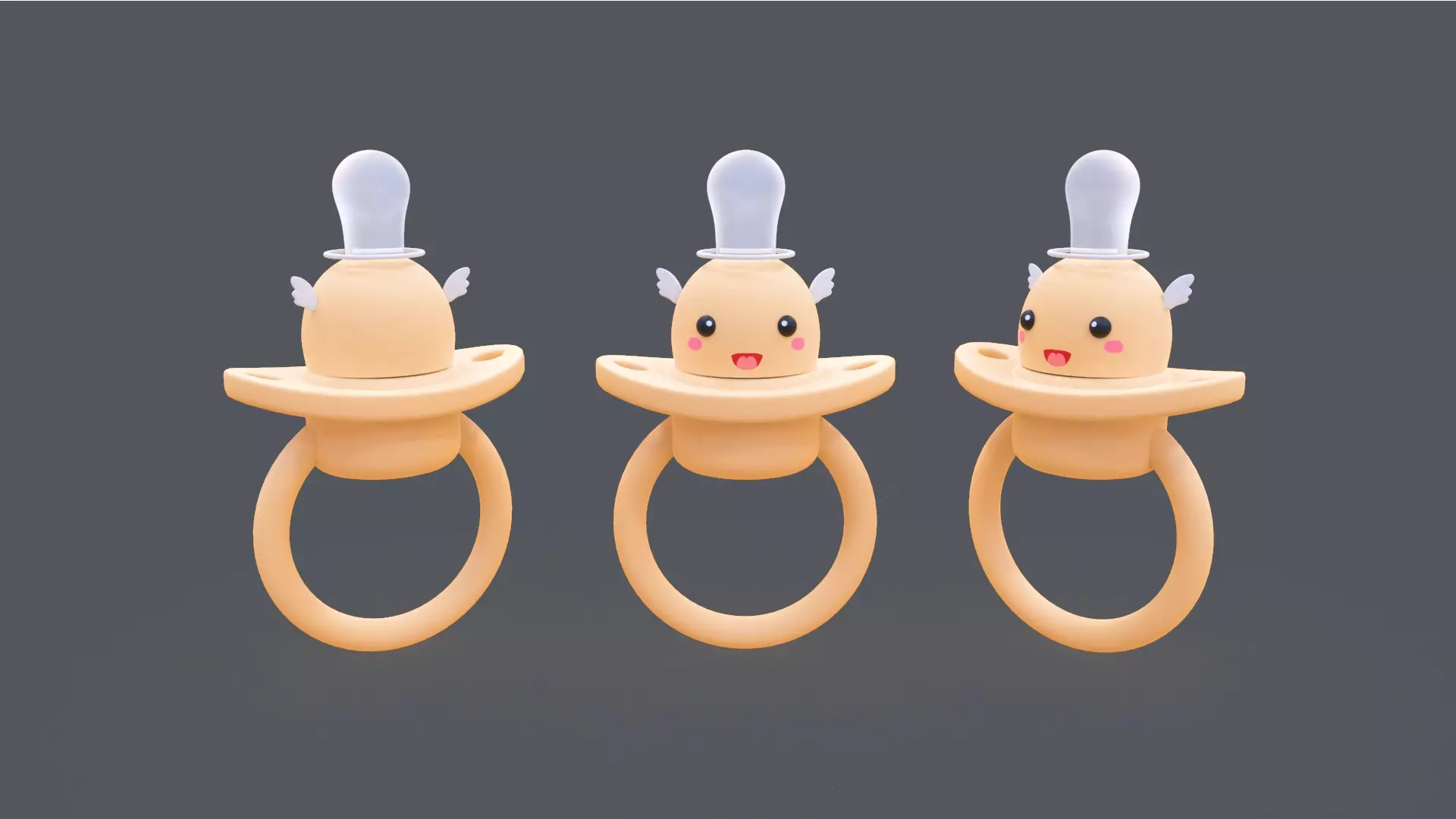 Low-Poly Angel Baby Pacifier Low-poly 3D model