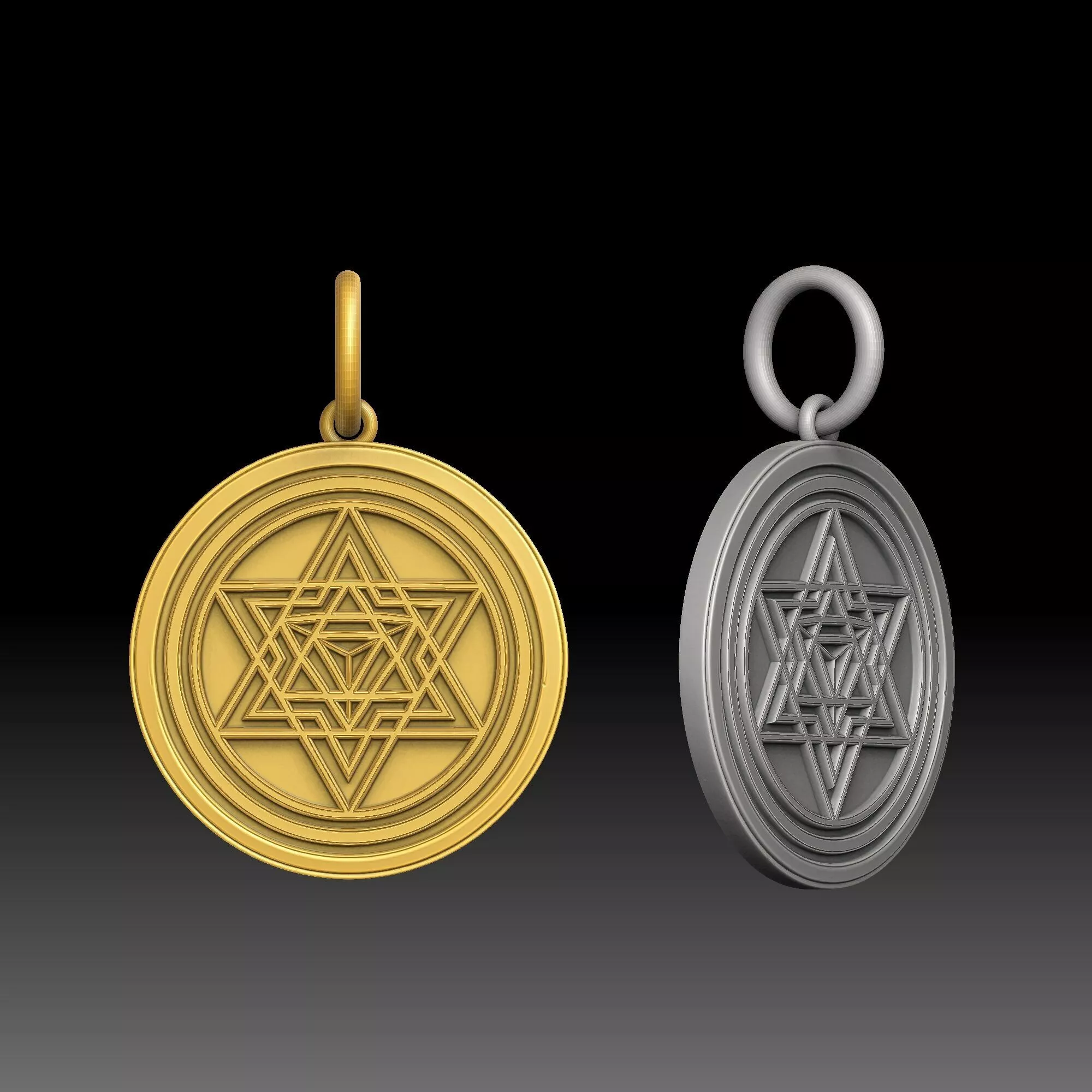Sacred Darkness - one inch pendant 3D print model