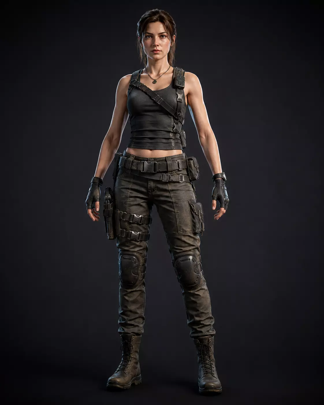 Realistic Female Tactical Soldier 3D Game Character Render 3D model