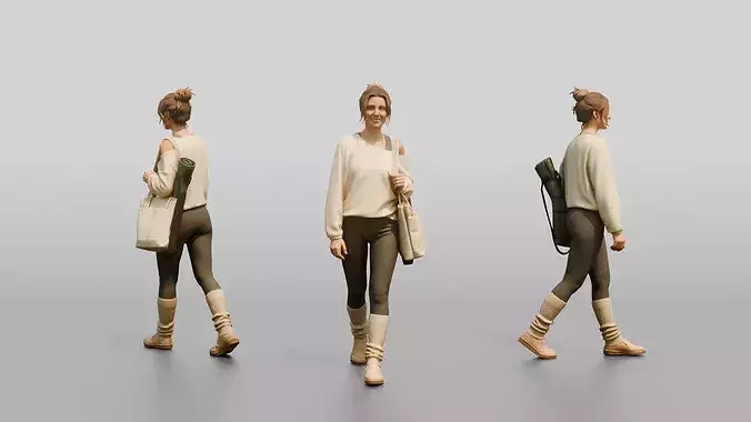 Walking Woman with Yoga Tote
