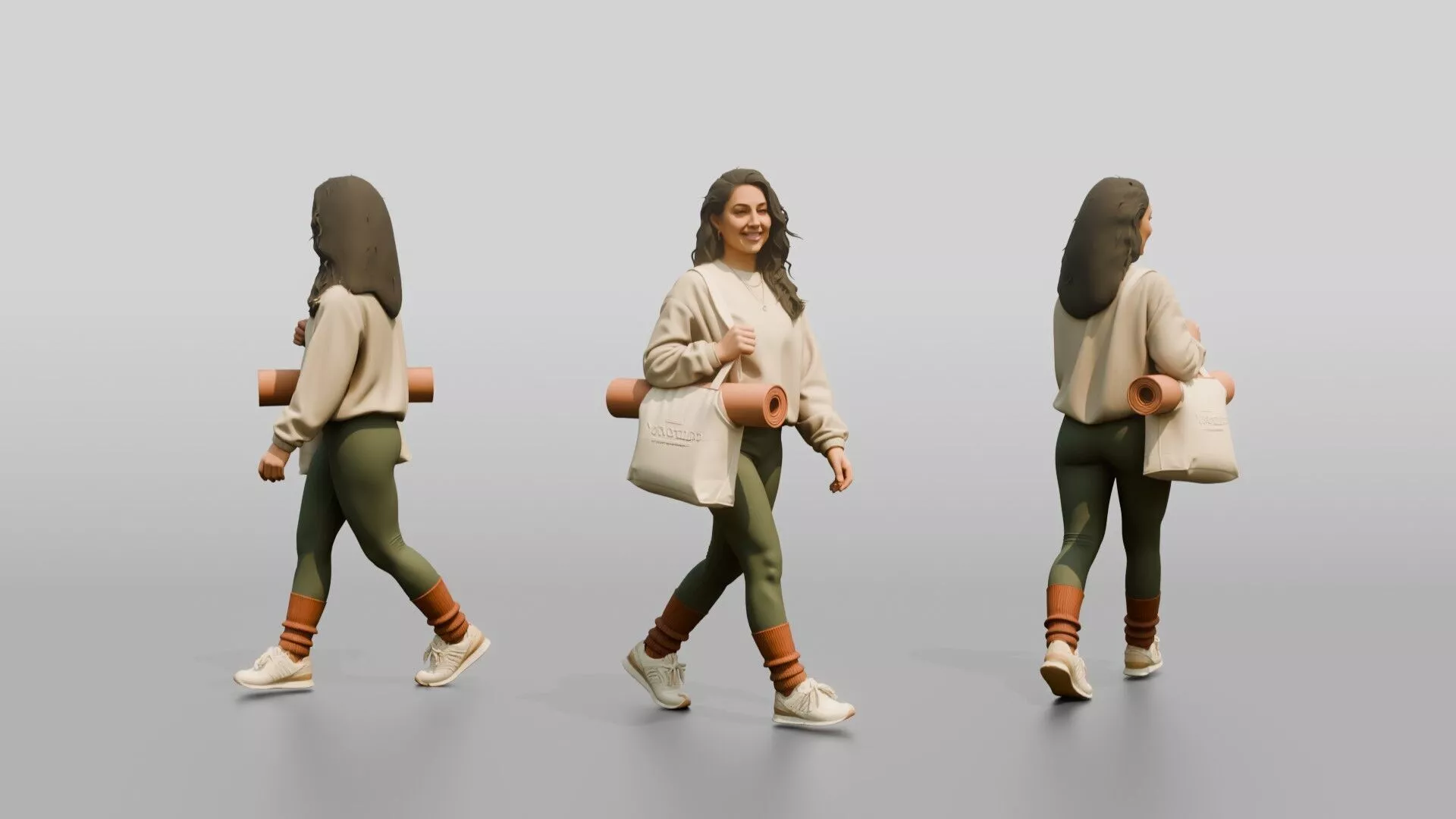 Walking Woman with Studio Bag 3D model
