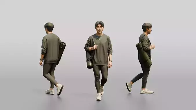 Walking Man Carrying Yoga Mat