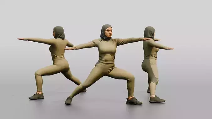 Warrior II Pose Woman in Hijab