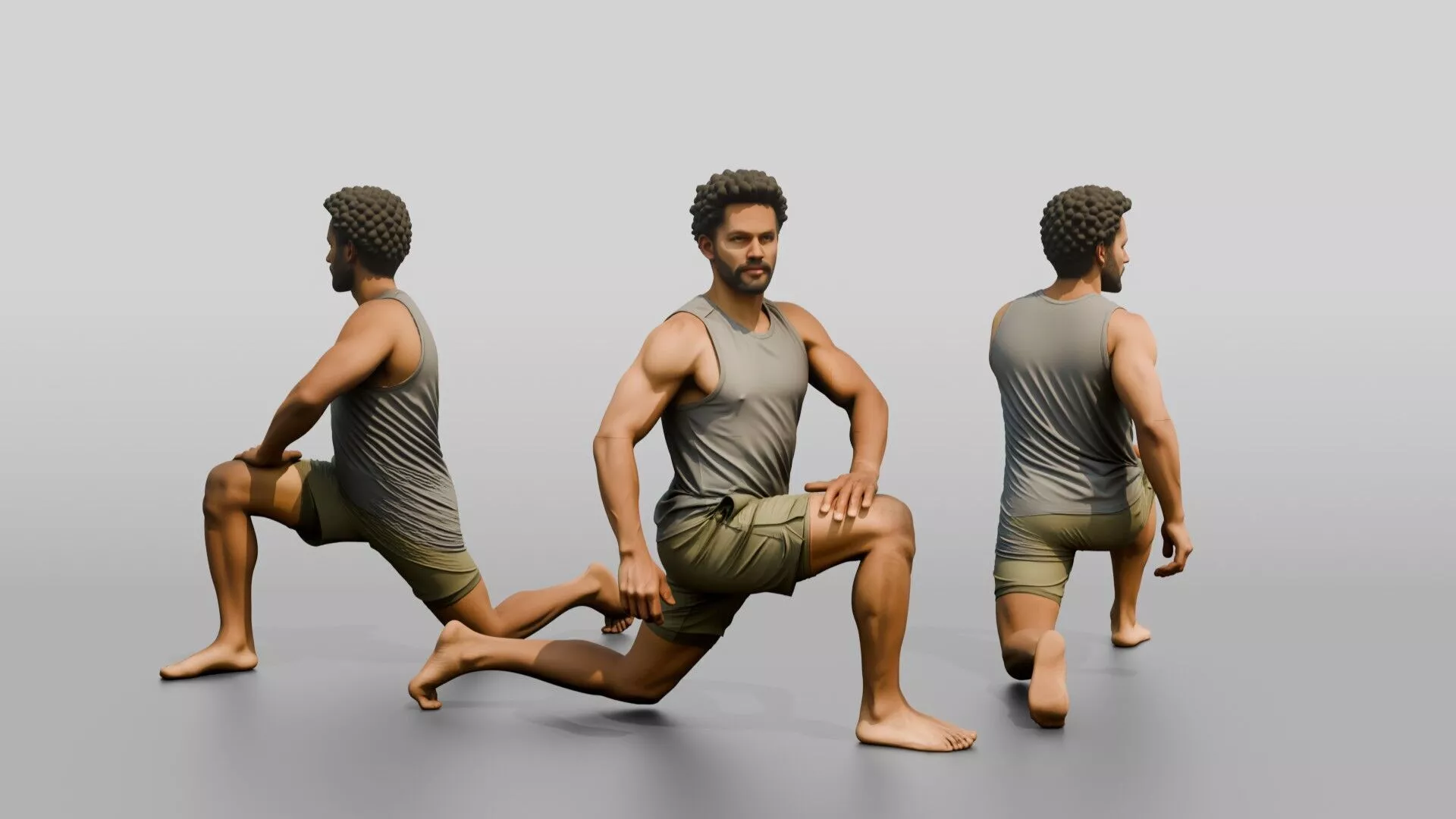 Low Lunge Pose Man 3D model