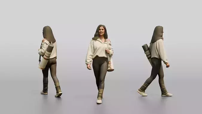 Walking Woman with Mat Bag