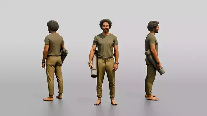 Standing Man Holding Yoga Mat