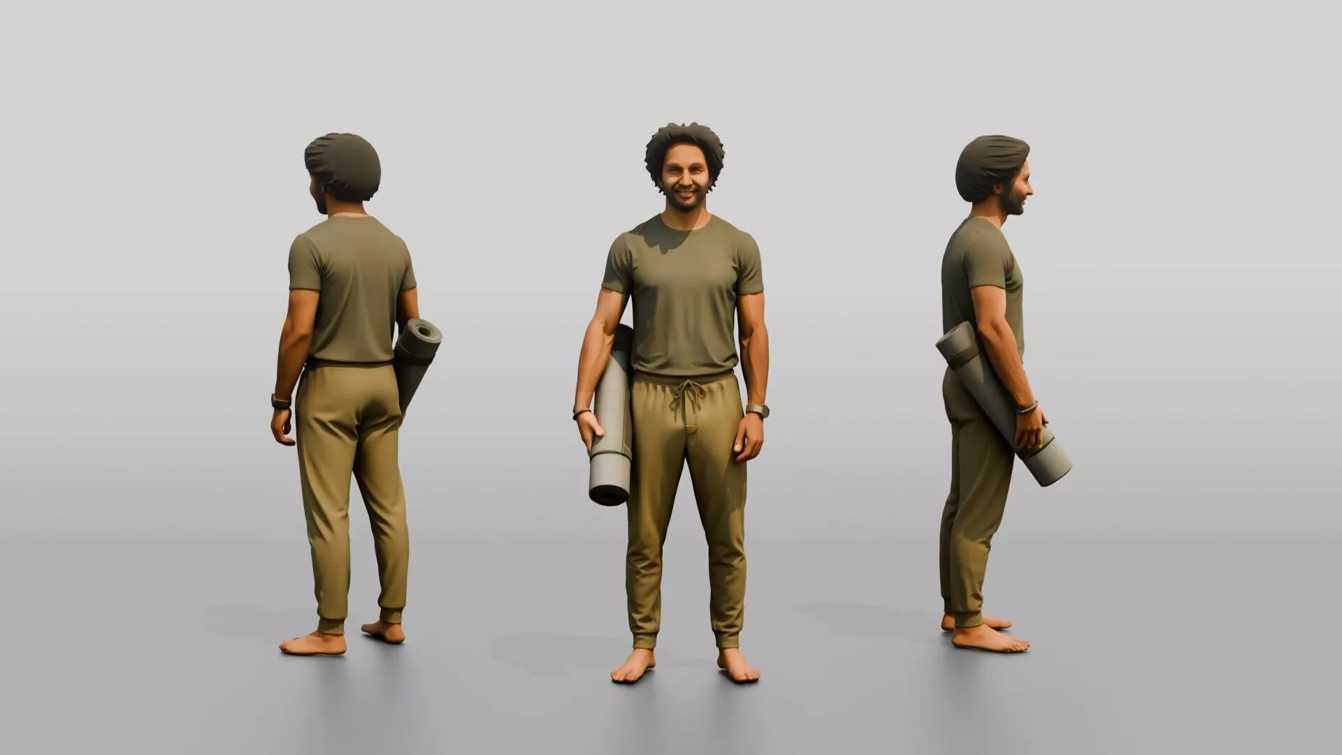 Standing Man Holding Yoga Mat 3D model