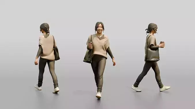 Walking Woman with Coffee