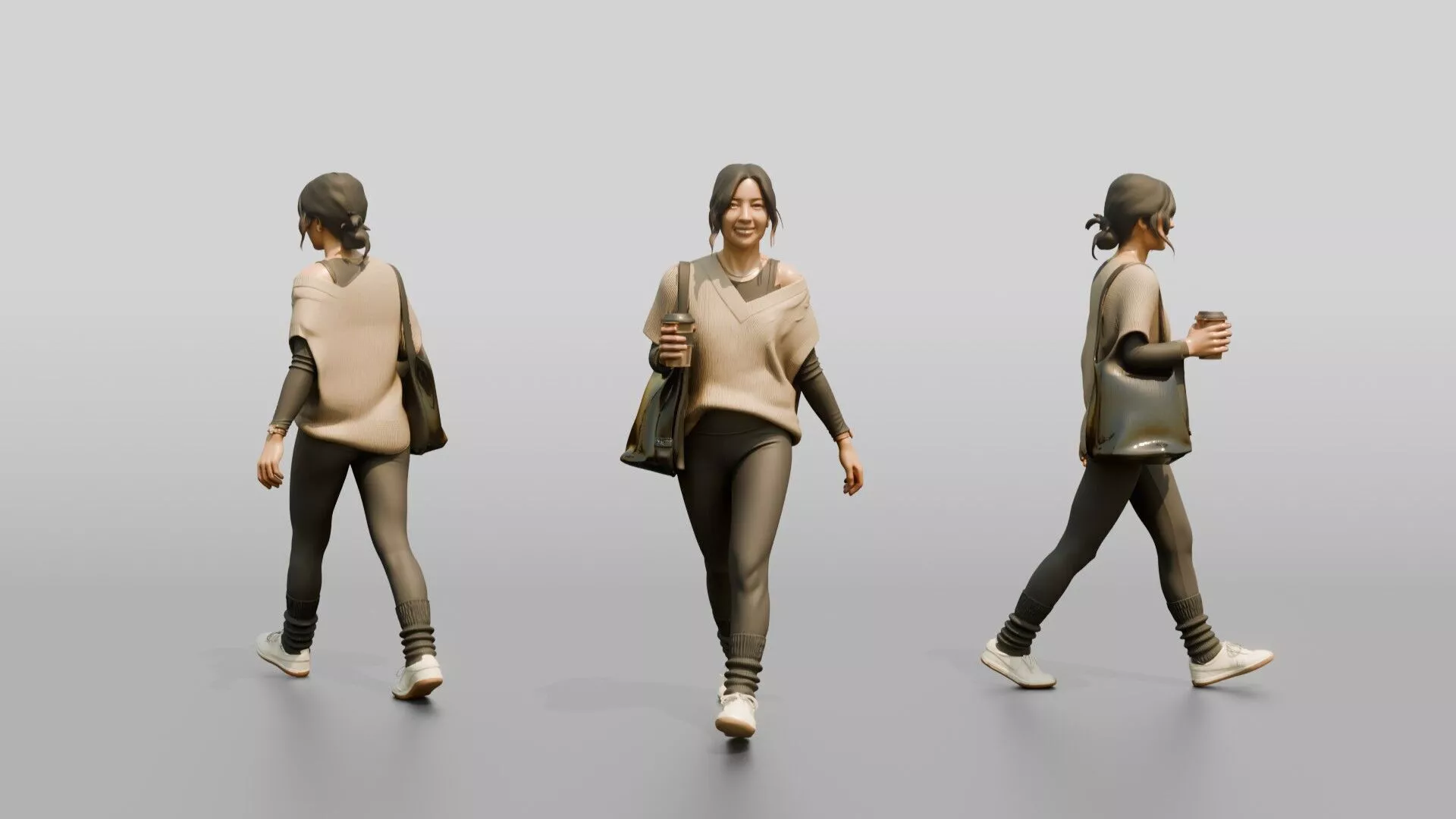 Walking Woman with Coffee 3D model
