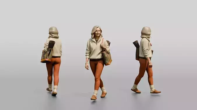 Walking Senior Woman with Mat