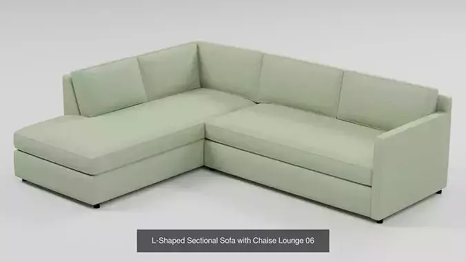 L-Shaped Sectional Sofa with Chaise Lounge - 6-Color Variants 3D Model Pack 7