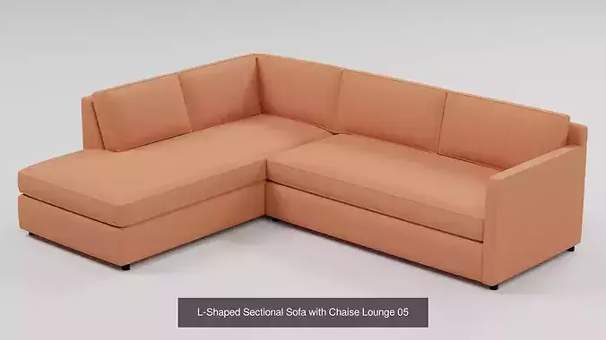 L-Shaped Sectional Sofa with Chaise Lounge - 6-Color Variants 3D Model Pack 6
