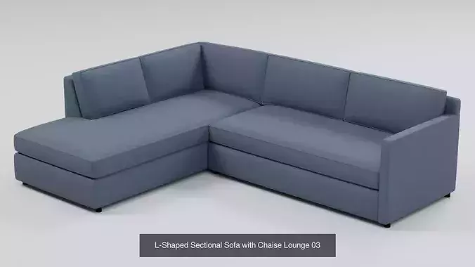 L-Shaped Sectional Sofa with Chaise Lounge - 6-Color Variants 3D Model Pack 4