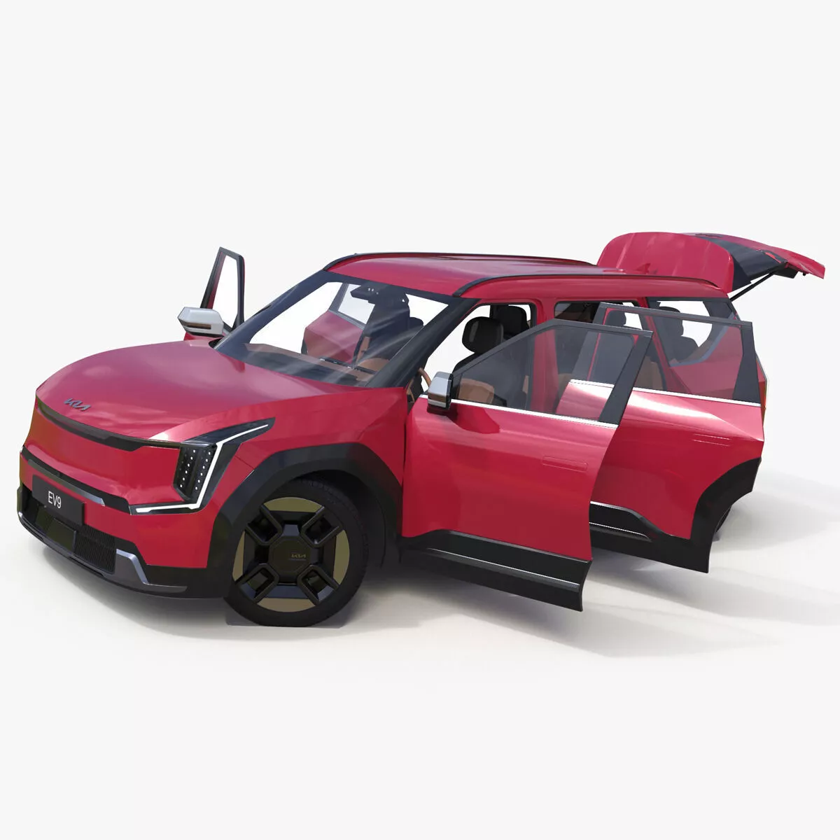 EV9 KIA Electric SUV Red Rigged for Cinema 4D 3D model