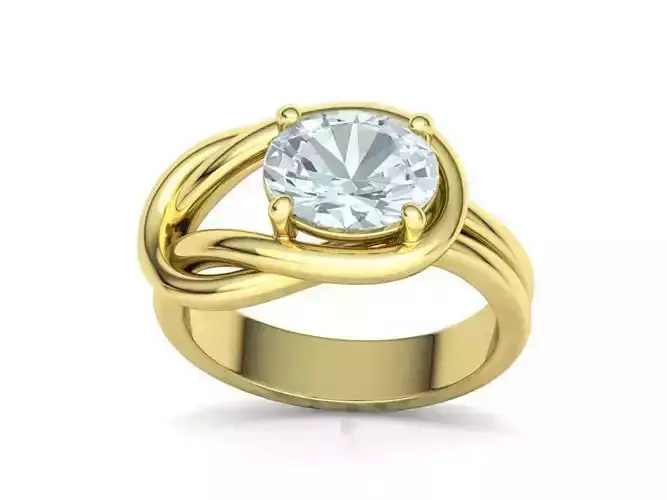 Oval Engagement ring 9x7 gem Solitaire Loop Ring