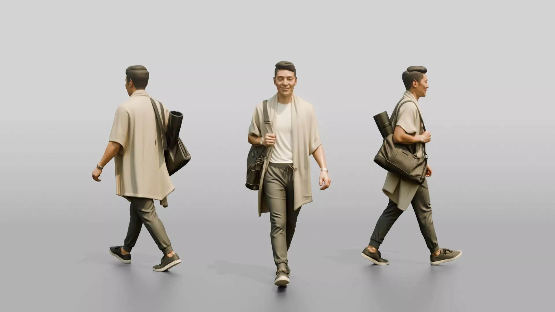 Walking Man in Linen Wrap 3D model