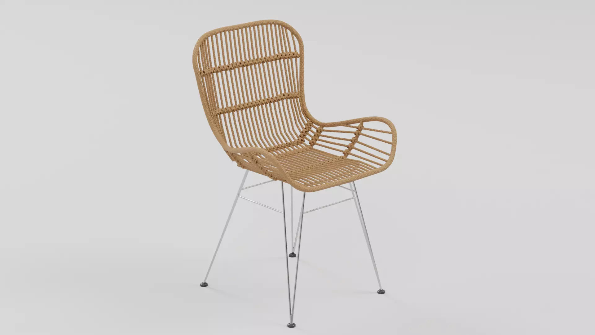 Woven Rattan Accent Chair 01 Low-poly 3D model