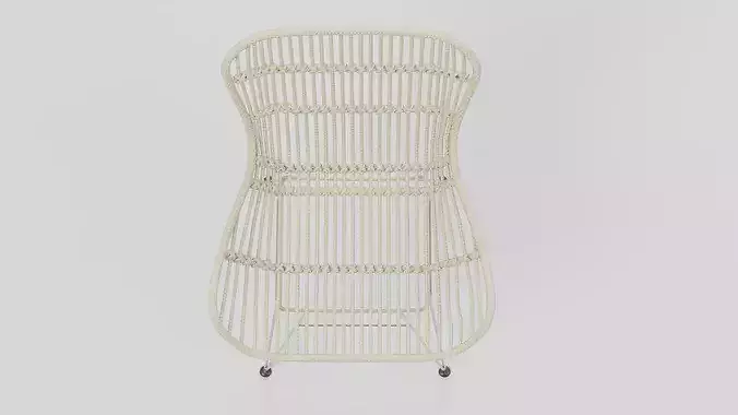 Woven Rattan Accent Chair 02 Low-poly 3D model 4