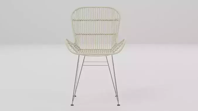 Woven Rattan Accent Chair 02 Low-poly 3D model 2