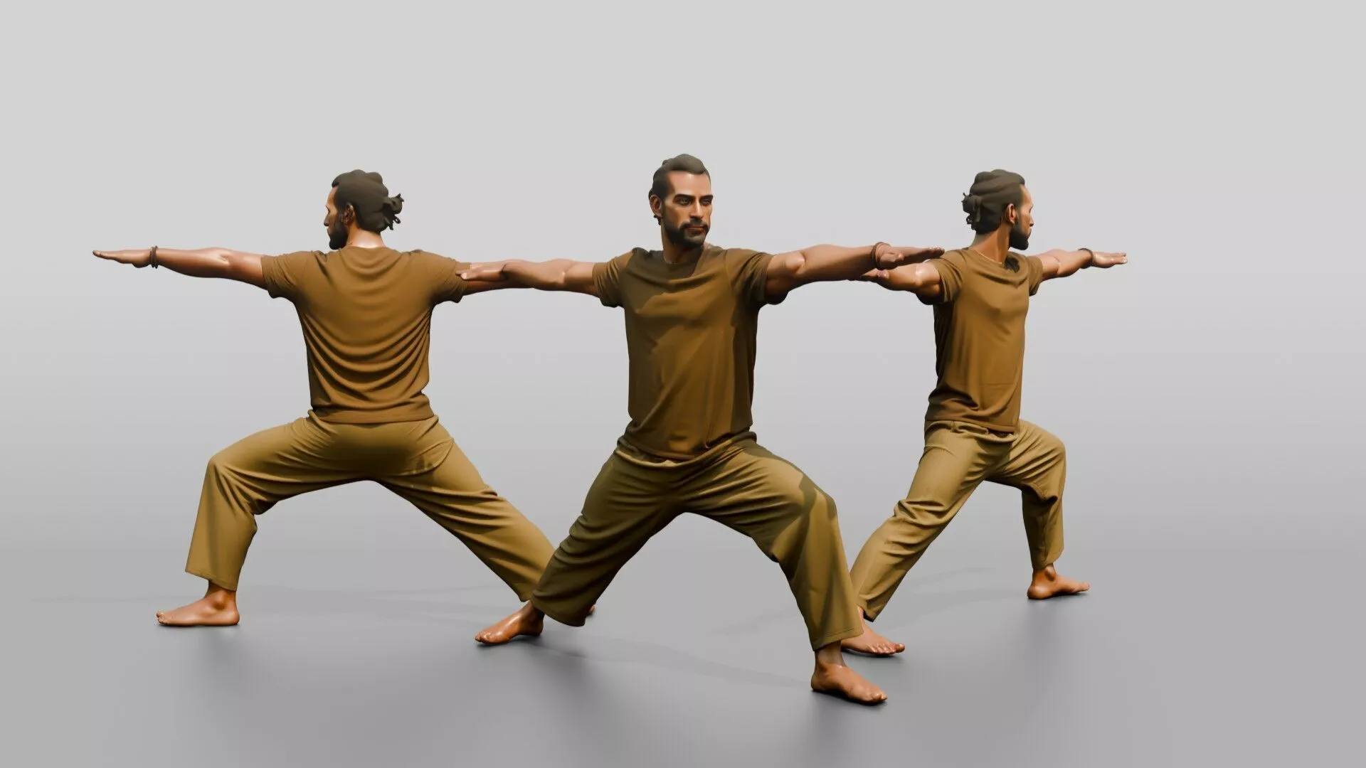Warrior II Pose Man 3D model