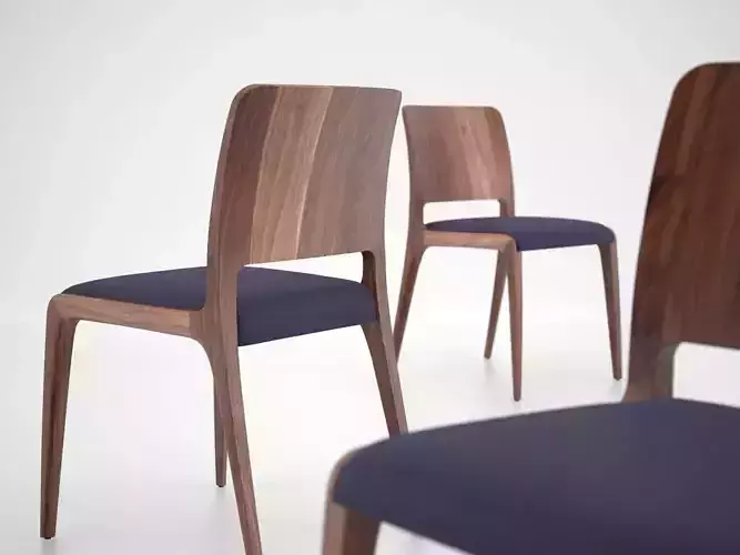 Riale walnut dining chair with fabric seat Free 3D model