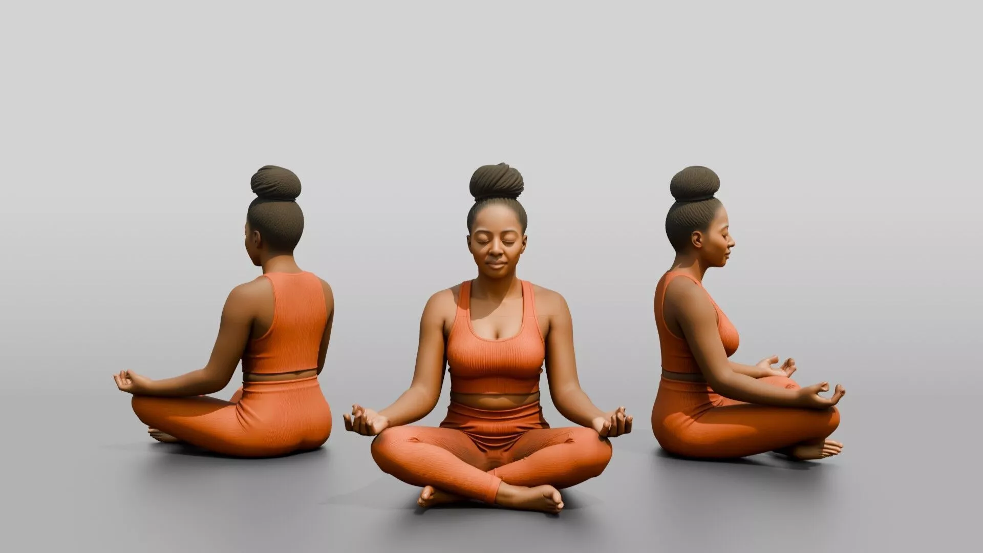 Cross-Legged Meditation Woman 3D model