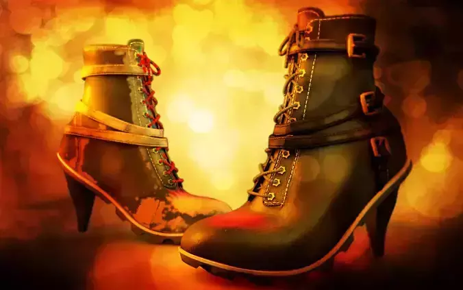 High Heeled Urban Boots 3D model
