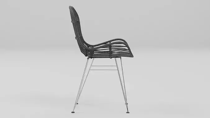 Woven Rattan Accent Chair 03 Low-poly 3D model 3