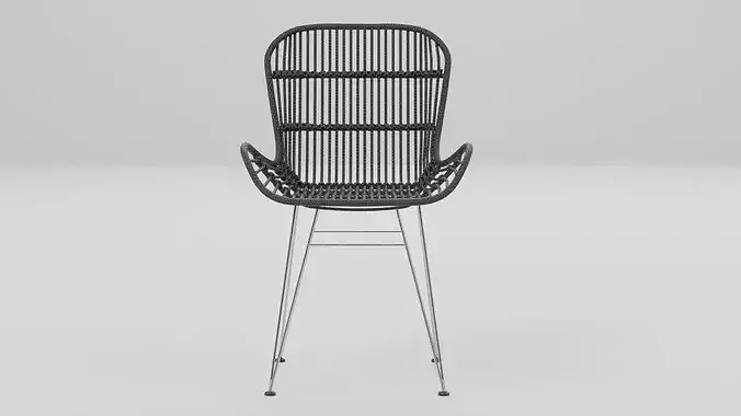Woven Rattan Accent Chair 03 Low-poly 3D model 2