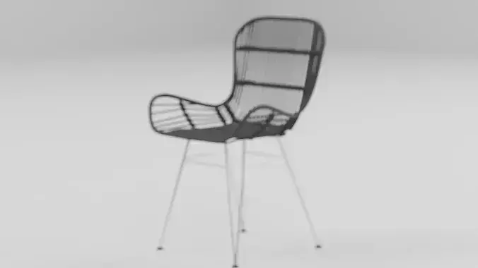 Woven Rattan Accent Chair 03 Low-poly 3D model 5
