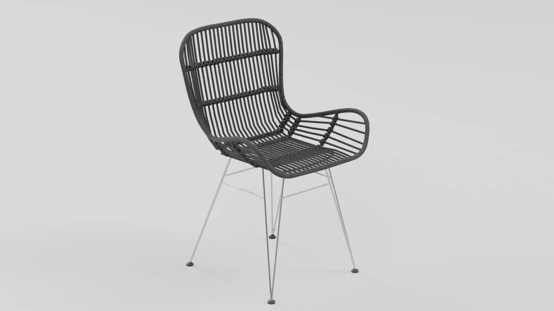 Woven Rattan Accent Chair 03 Low-poly 3D model