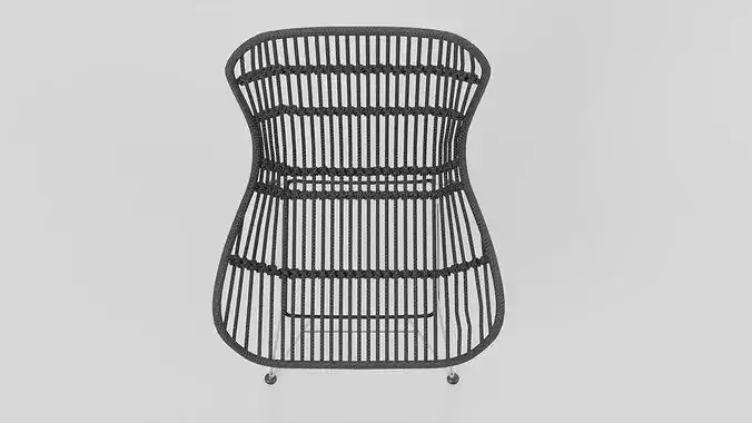 Woven Rattan Accent Chair 03 Low-poly 3D model 4
