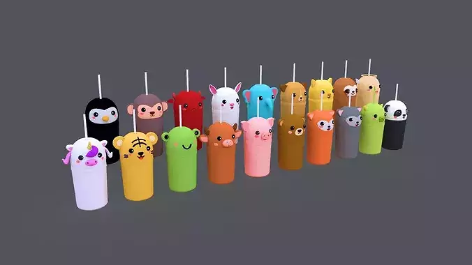 Low-Poly Cute Bubble Tea Pack 01 Low-poly 3D model 2