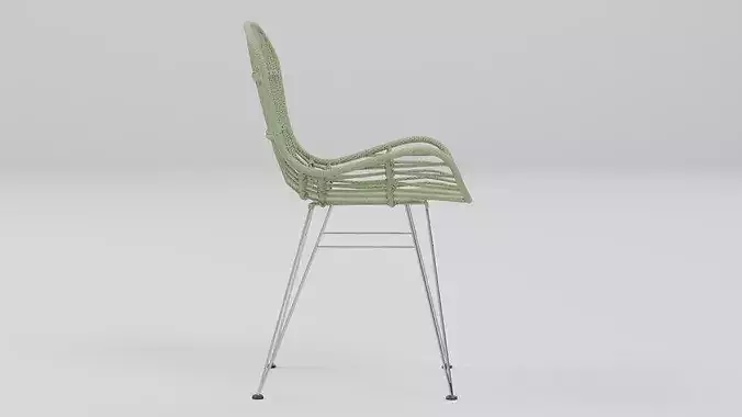 Woven Rattan Accent Chair 05 Low-poly 3D model 3