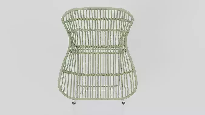 Woven Rattan Accent Chair 05 Low-poly 3D model 4