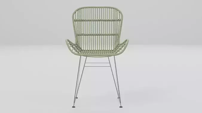 Woven Rattan Accent Chair 05 Low-poly 3D model 2