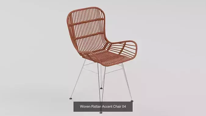 Woven Rattan Accent Chair - 5-Color Variant 3D Model Pack 5