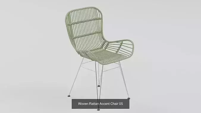 Woven Rattan Accent Chair - 5-Color Variant 3D Model Pack 6