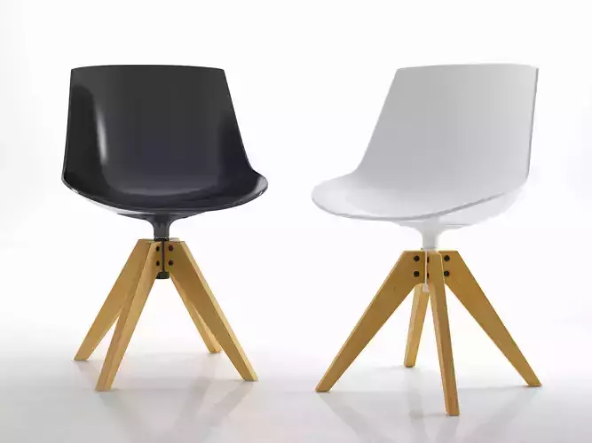 Flow Chair VN 4-legged oak 3D model