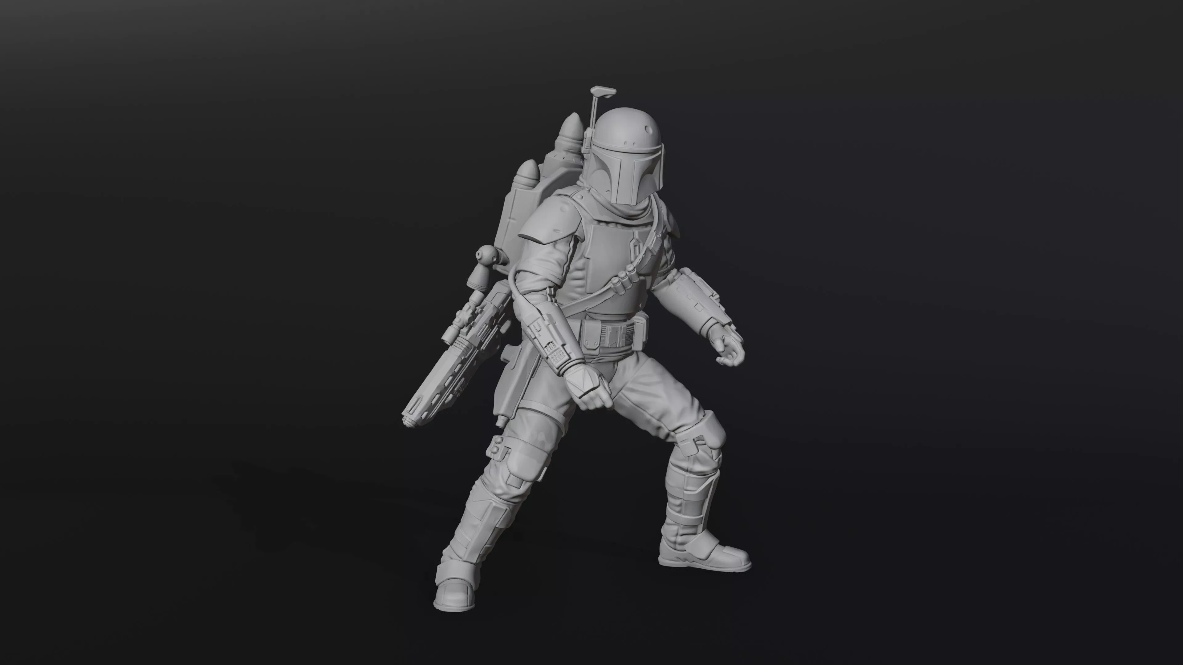 Sci-Fi Armored Bounty Hunter Miniature 3D Print Model 3D print model