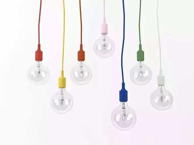 E27 three light bulbs with orange and cord